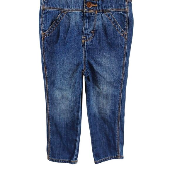 OshKosh B’gosh Girls Denim Overalls Size 2T | Heart Pocket Button Cotton Bibs - Picture 8 of 10